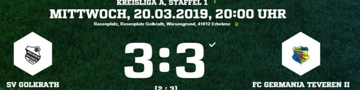 Germania II 3:3 im Nachholspiel beim Dritten Golkrath