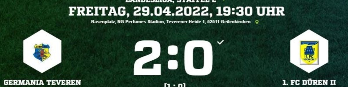 Germania I trifft jeweils in der Nachspielzeit und gewinnt 2:0 gegen 1.FC Düren II